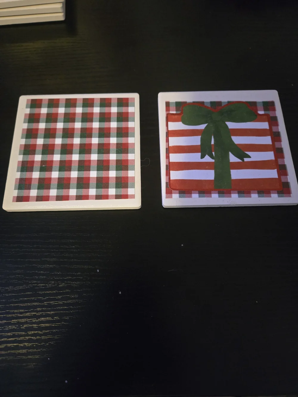 Source Unknown Red & Green Holiday Plaid Coaster Set